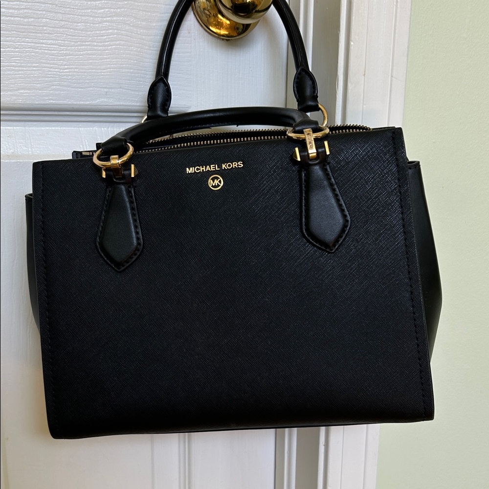 Michael Kors Black Satchel with Gold Accents